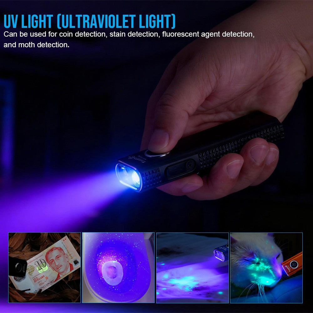 Rechargeable LED Flashlight with UV Light and Magnetic Tail - 1500 Lumens