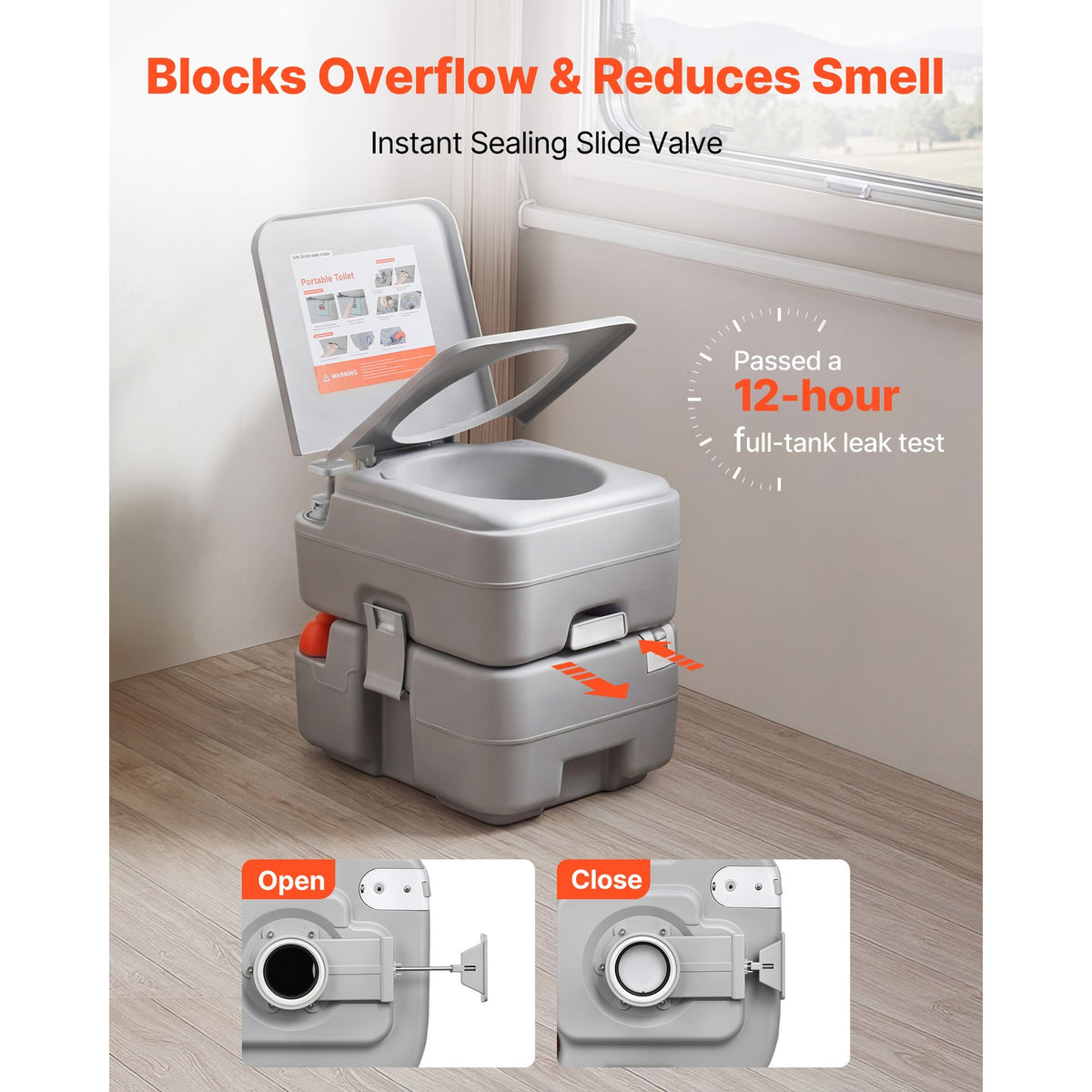 Portable Outdoor Toilet with 5.3-Gallon Flush for Camping & Hiking