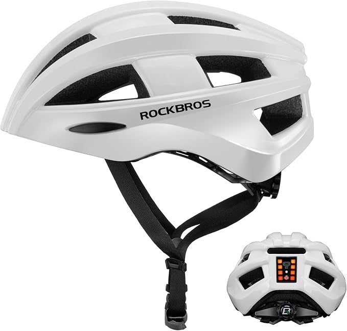 Lightweight Cycling Helmet with Built-in Taillight and Ventilation - 55-60cm
