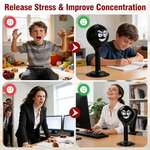 Desktop Punching Bag Stress Relief Toy with Suction Cup - Heavy Duty Fun Gift