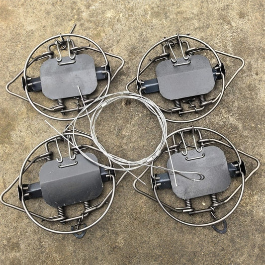 4-Pack Coil Spring Mouse & Rabbit Traps for Pest Control - 11cm Diameter