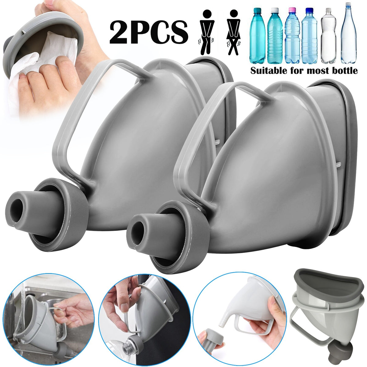 Portable Urinal Funnel for Men & Women Emergency Travel and Camping