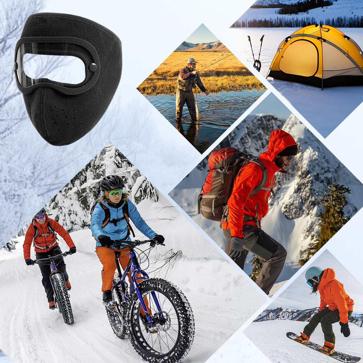 Winter Wool Face Mask with Goggles Full Face Windproof Dust Helmet