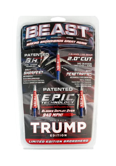 Beast Broadheads Trump Edition 2 Blade Hunting Broadheads 3 Pack