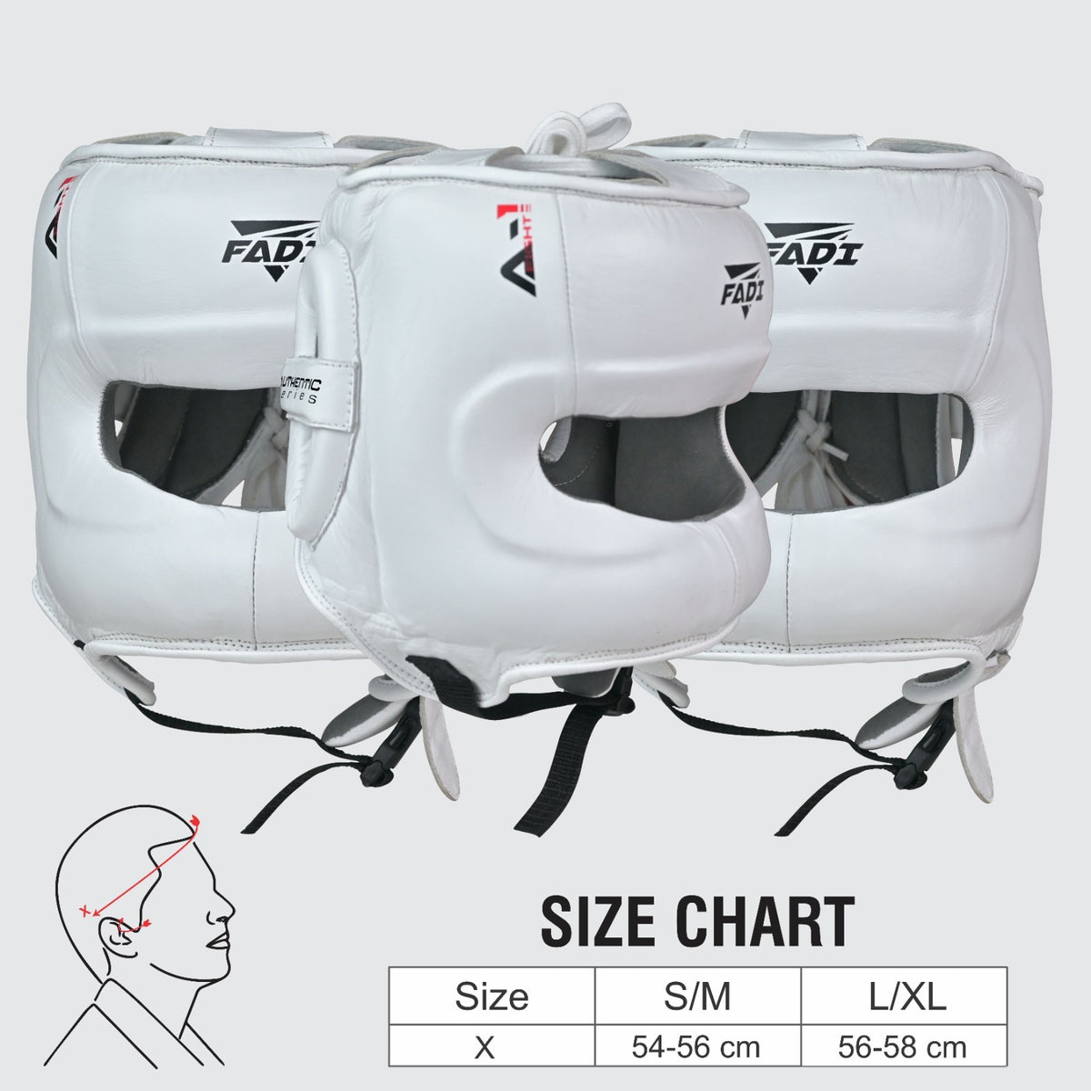 Sparring Headgear - Leather Boxing Headgear for MMA Muay Thai Karate Taekwondo, White, S/M & L/XL