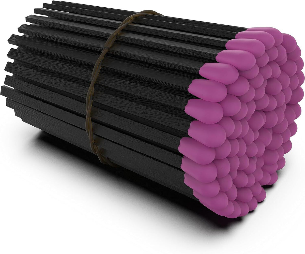 Safety Matchsticks Refill Pack - 4 Inch Black Stick Pink Tips 100 pcs