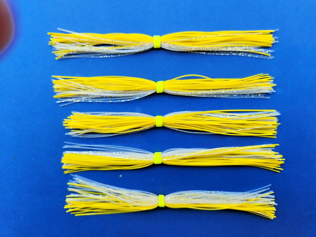Yellow Gold Glitter Silicone Skirt for Spinnerbaits and Jigs - 5 Inches, 40 Strands