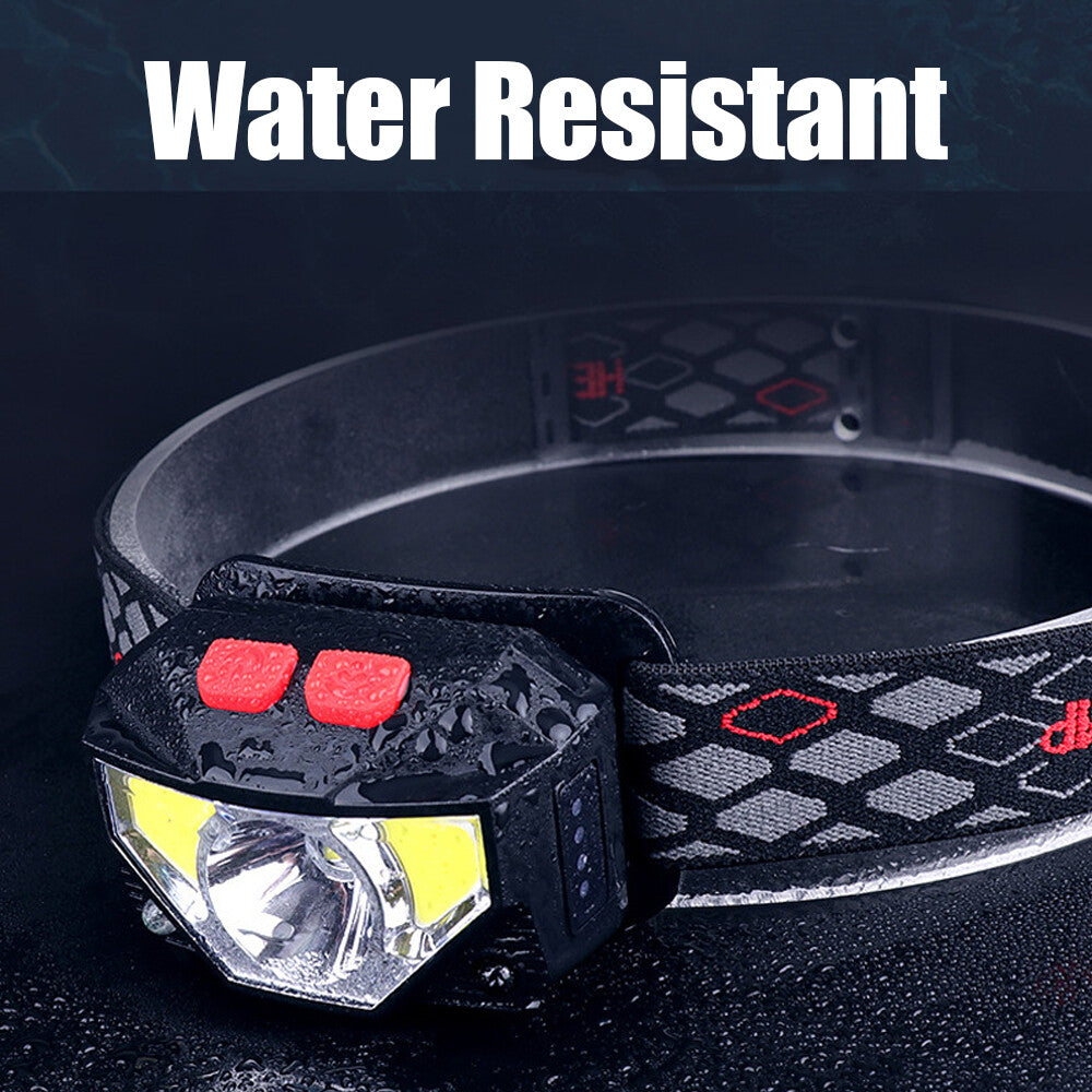Rechargeable COB LED Headlamp Headlight with Sensor Waterproof Torch