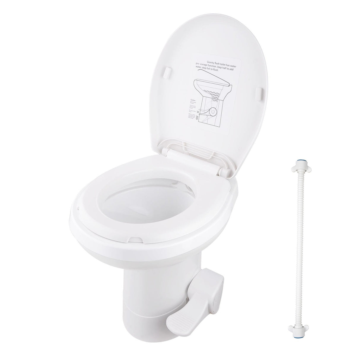 20-Inch Gravity Flush RV Camper Toilet with Foot Pedal & Household Comfort