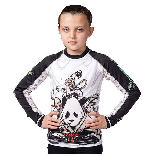 Kids Panda Rashguard for Martial Arts - White Black Lightweight SPF