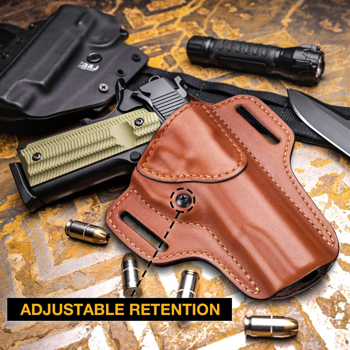 1911 Leather Holster for 5-Inch Barrels OWB Concealed Carry - Fits Colt Kimber Springfield