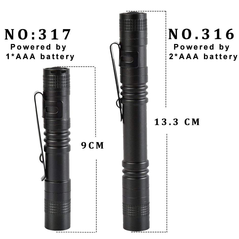 Mini LED Flashlight Pen Clip Set - Portable Waterproof Torch 5 Pack