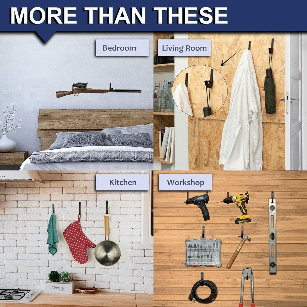 Stainless Steel Wall Mount Gun Racks - Rifle & Shotgun Hooks, Set of 10