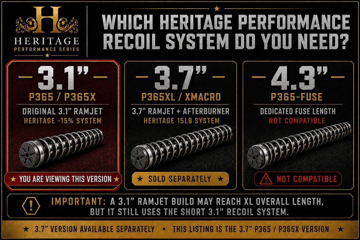 Heritage Performance Recoil System for SIG P365X 3.1" Compact Builds - Reduced Power