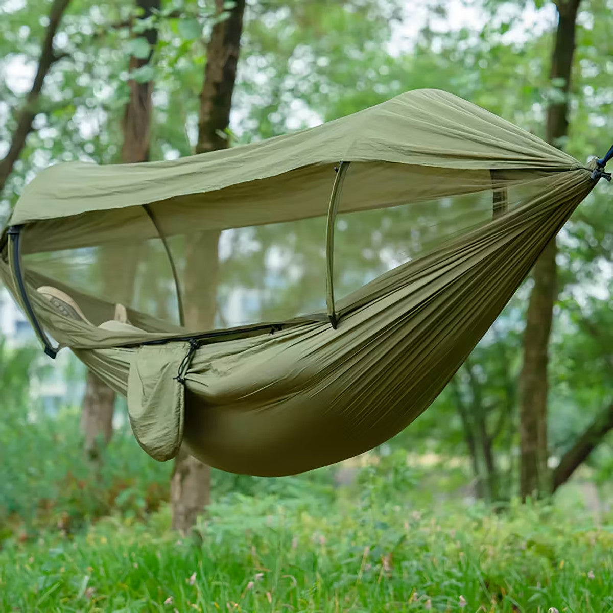 Portable Camping Hammock Tent with Mosquito Net & Rain Fly for 1-2 People