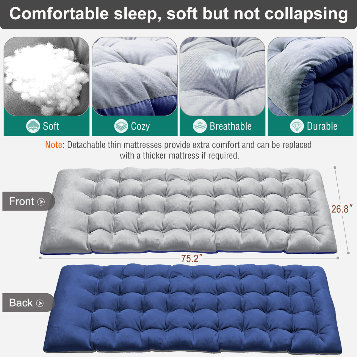 Adults Folding Camping Cot with Adjustable Headrest and Mattress