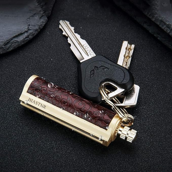Permanent Match Keychain Fire Starter - Refillable Flint Lighter for Camping & Outdoor Use
