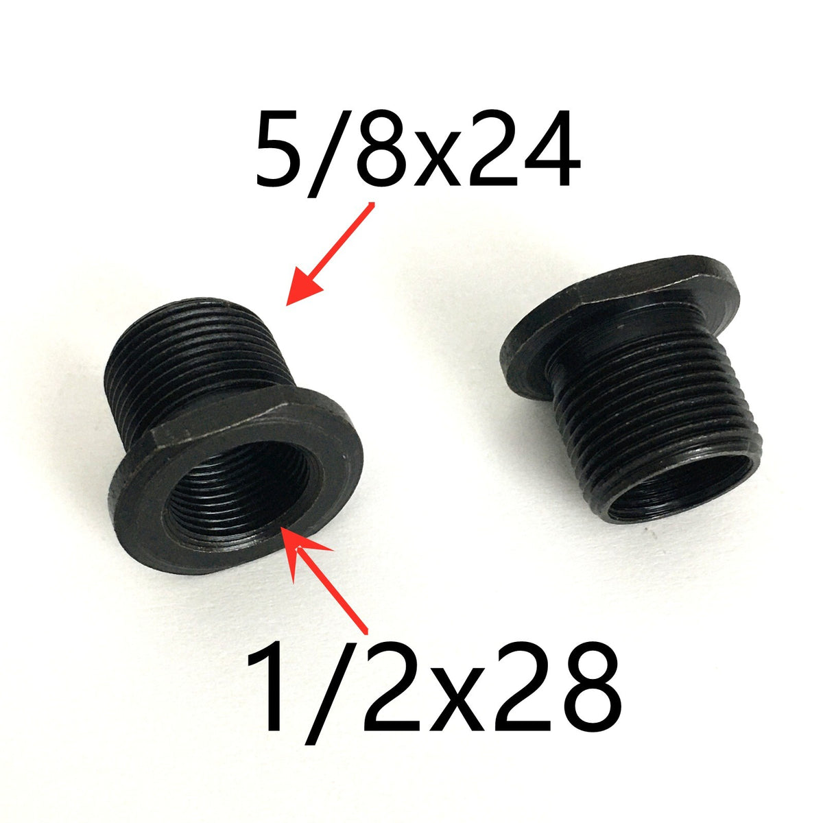 Steel Thread Adapter 1/2x28 to 5/8x24 with Crush Washers - High Quality