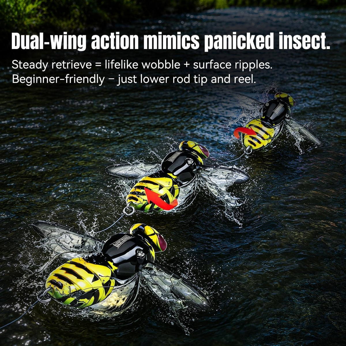 Floating Wasp Design Fishing Lure for Bass Saltwater Freshwater Casting