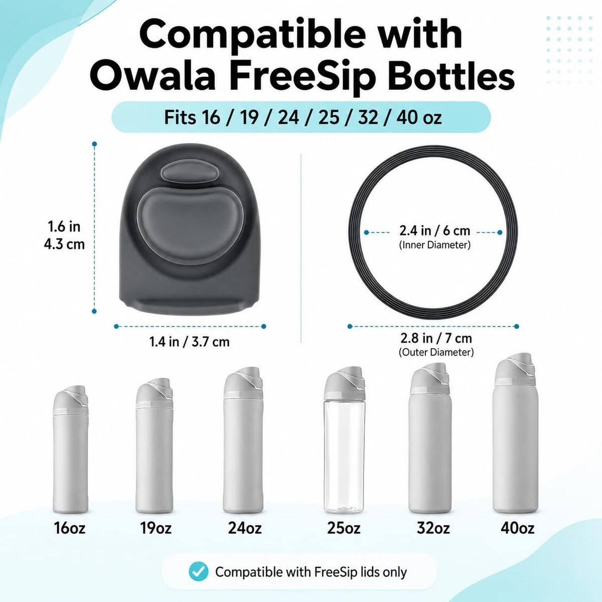 Replacement Silicone Water Bottle Gasket & Stopper Set for Owala 16-40oz