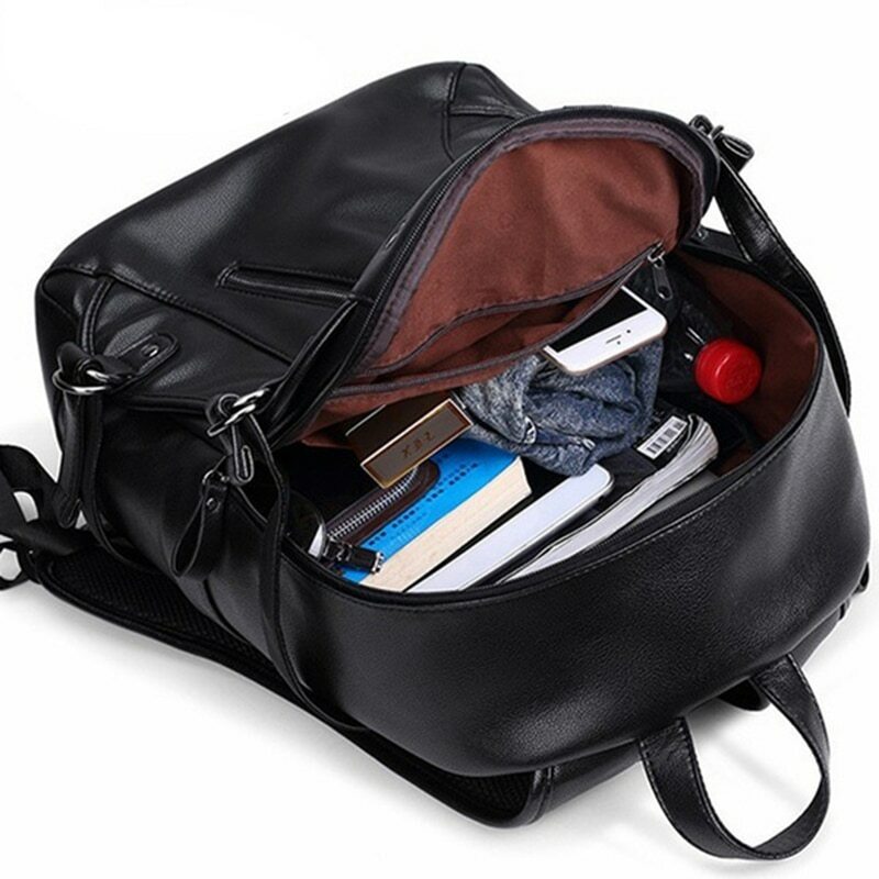 Waterproof Leather Backpack for Men Travel Hiking Laptop School Bag