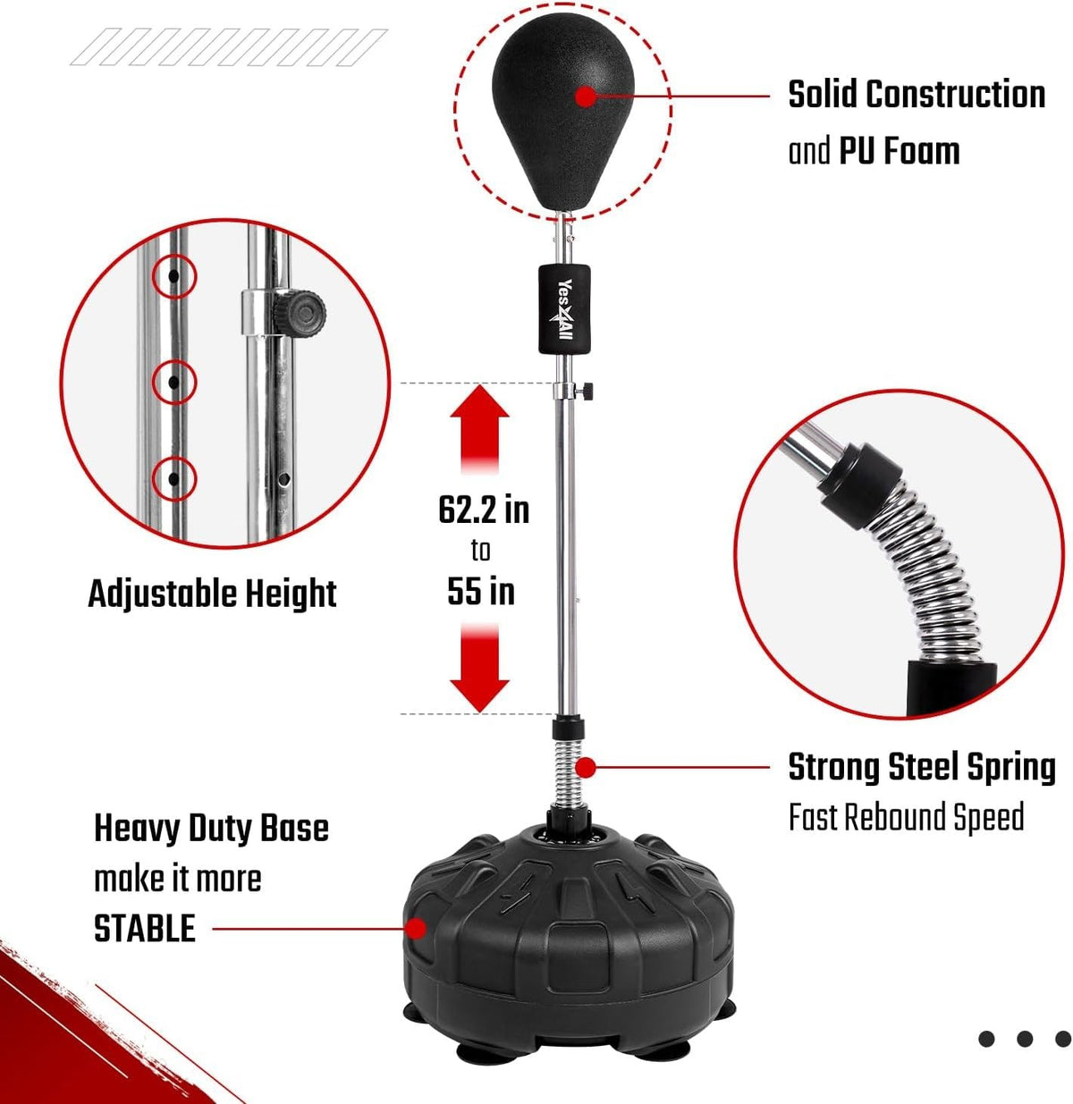 Adjustable Pedestal Punching Bag Stand for Boxing MMA Training Equipment
