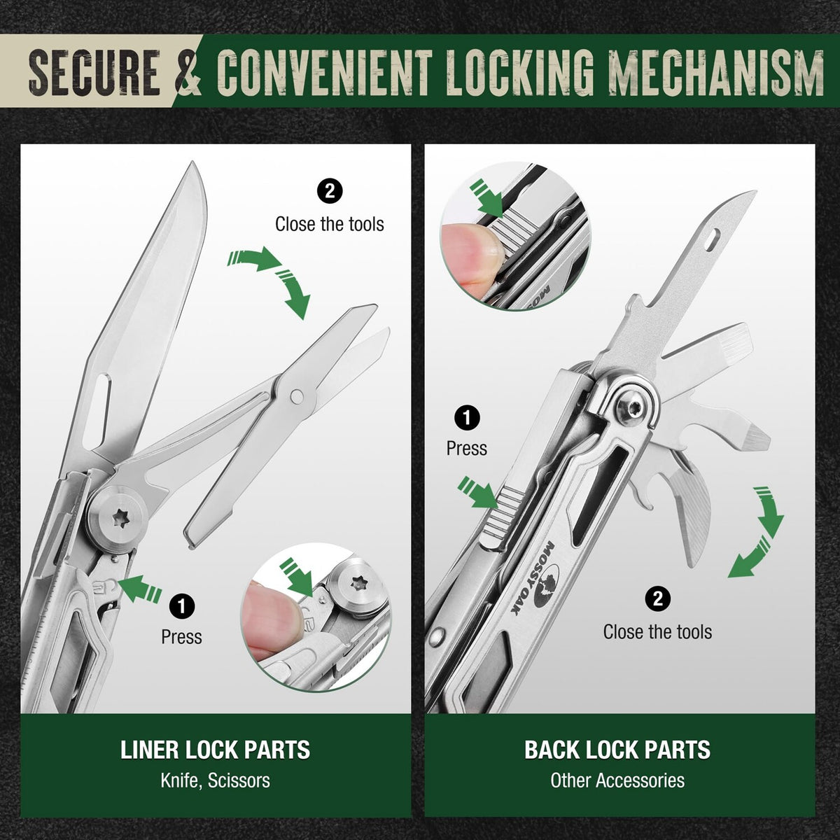 12-in-1 Multitool Pocket Knife Stainless Steel Outdoor Survival Tool