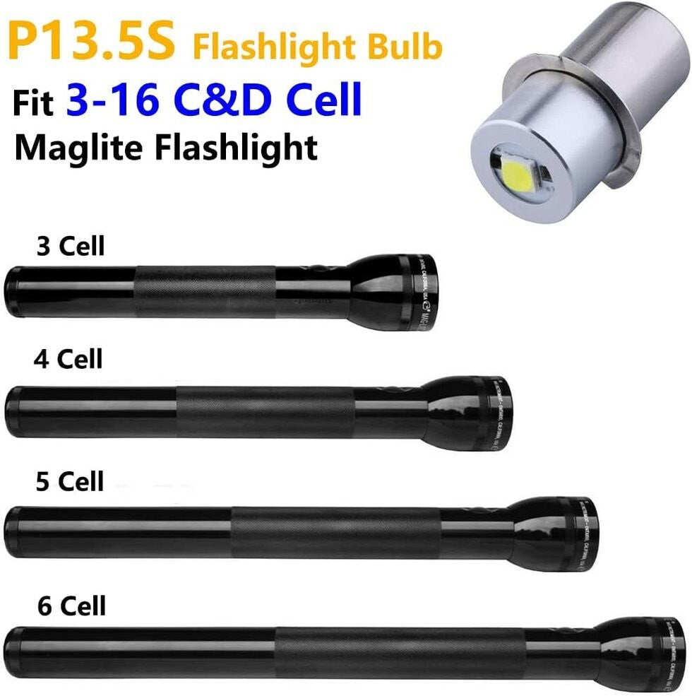 LED Flashlight Bulb 380 Lumens 2 Pack Compatible with Maglite 3-6 Cell