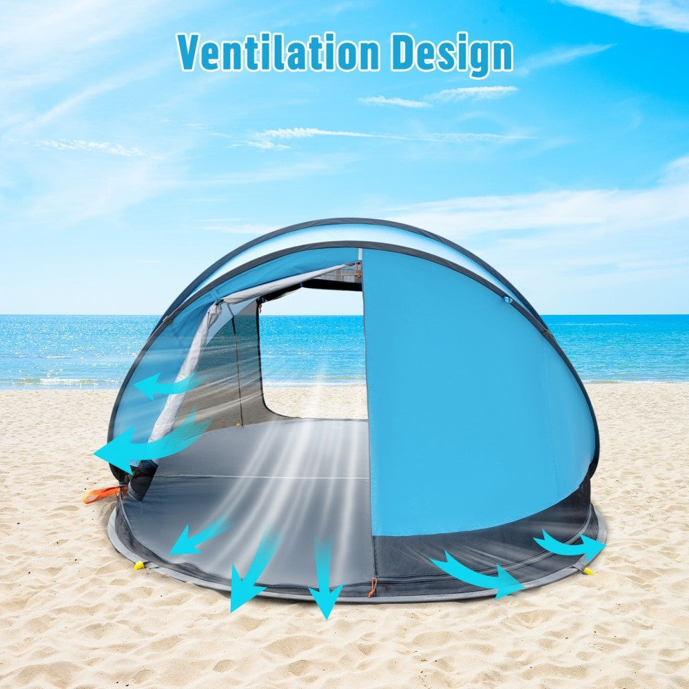 Portable Pop-Up Beach Tent Sun Shelter UPF 50+ for Family, 2-4 People