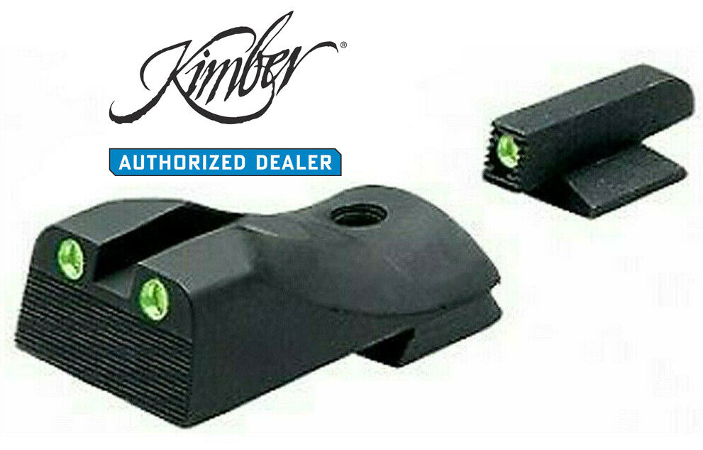 Kimber 1911 Night Sights - Tritium Fixed Slant Sight Set for Custom Pro Compact Ultra