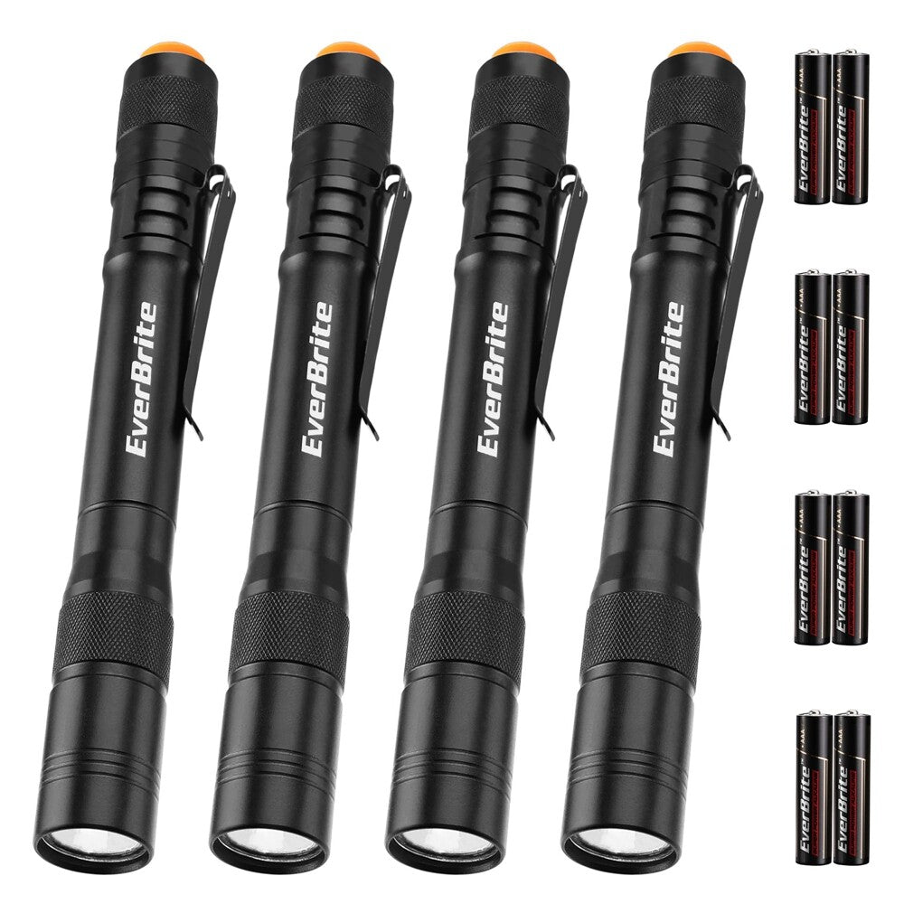 LED Pen Light Flashlight 4 Pack Aluminum Pocket Torch with Batteries