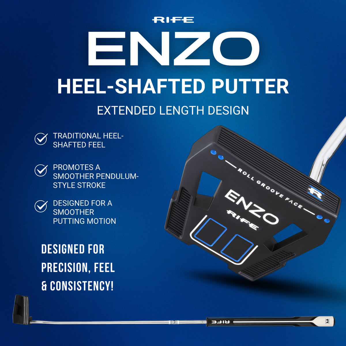 Big & Tall 37-Inch Men’s Mallet Putter with Oversized Grip and Alignment Lines