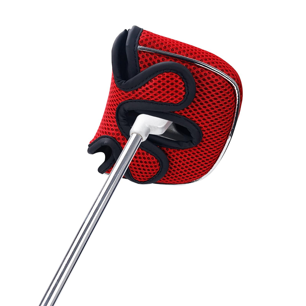Golf Putter Head Cover Square for Low Center Shaft, Red - Protect & Identify Clubs