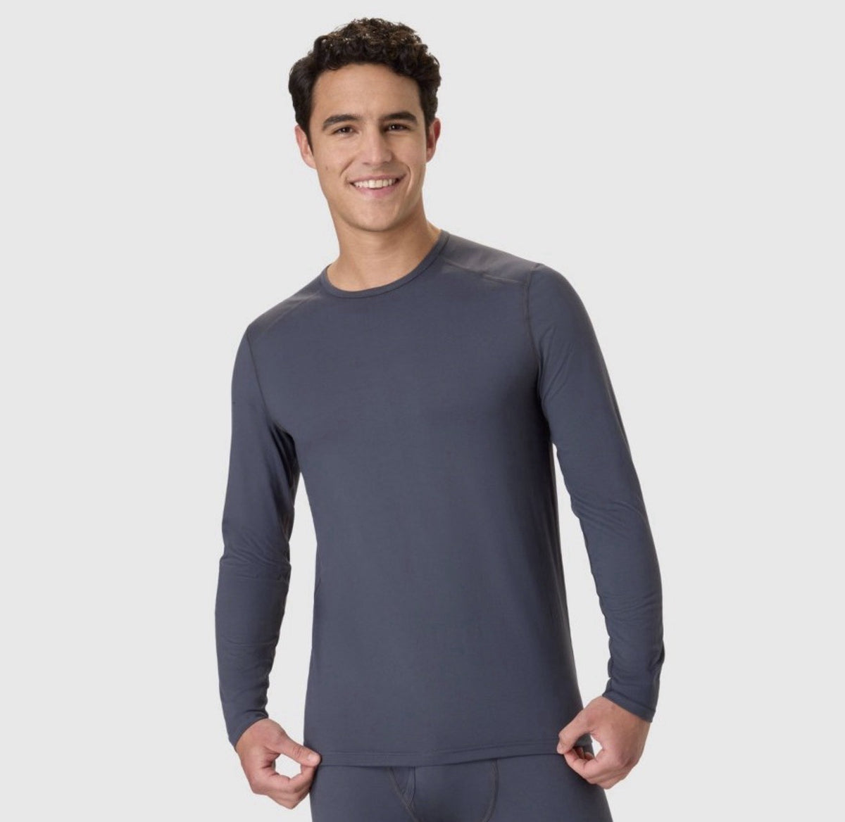 Men's Thermal Long Sleeve Shirt - Dark Gray, 2XL Base Layer for Winter Sports