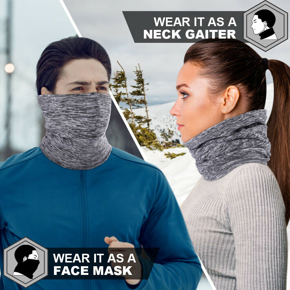 Winter Neck Gaiter Face Mask - Windproof Fleece Scarf for Cold Weather
