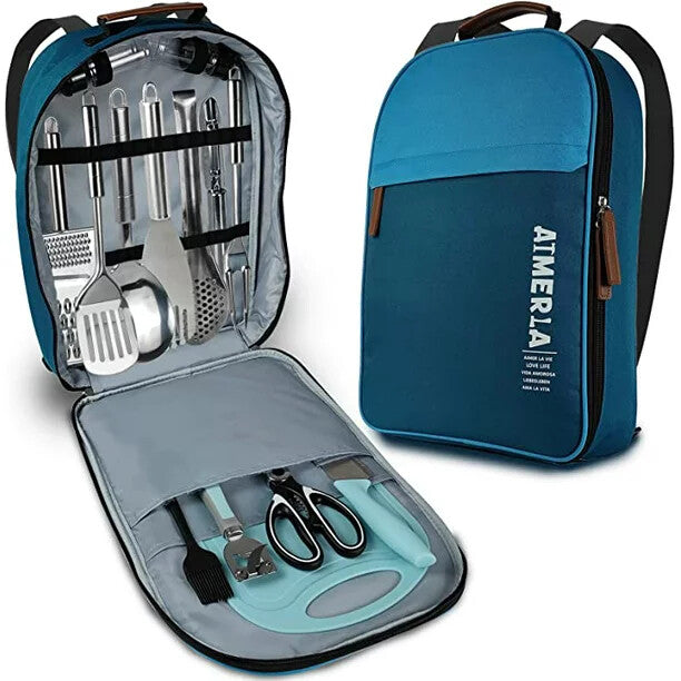 15-Piece Camping Utensil Set Portable BBQ Kitchen Cookware & Utensils