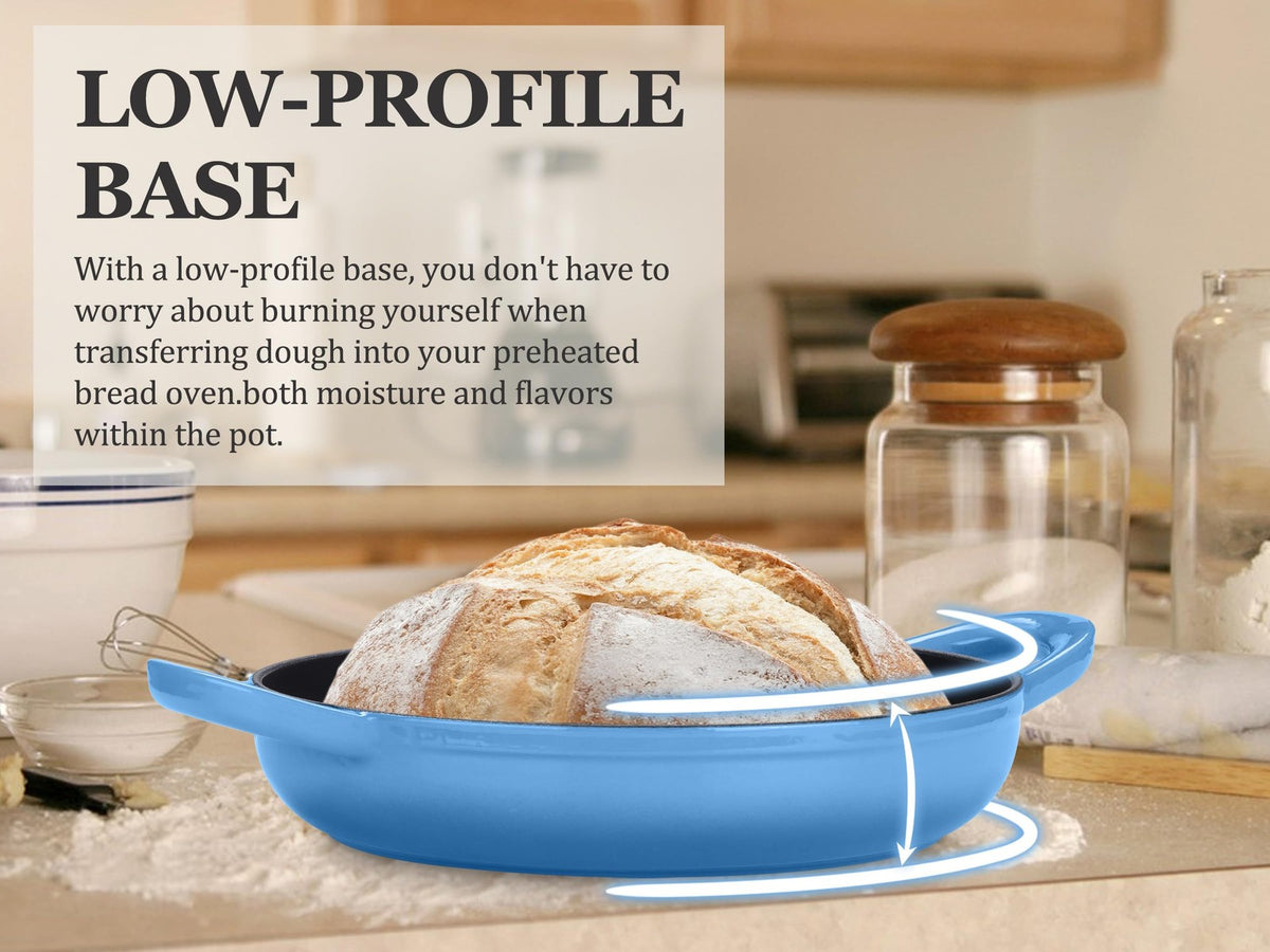 6 Quart Cast Iron Dutch Oven for Bread Baking - Blue
