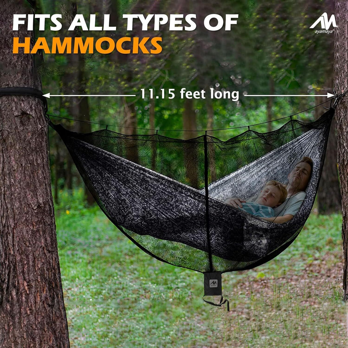 Portable Hammock Mosquito Net with Double Zippers - Lightweight Mesh Cover