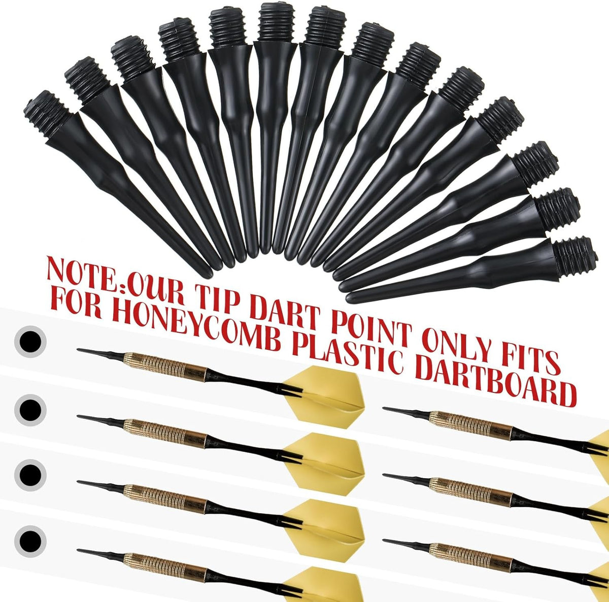200-Pack 2BA Threaded Soft Tip Dart Tips – Plastic Replacement Tips for Darts