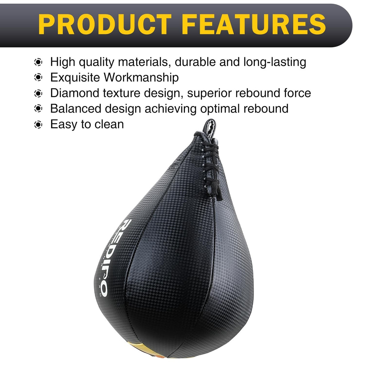 Redipo 10-Inch Boxing Speed Bag with PU Leather & Pump - Black