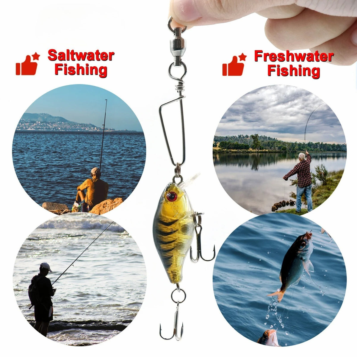 50PCS Ball Bearing Swivel with Lock Snap Fishing Tackle Connectors - Saltwater & Freshwater Use