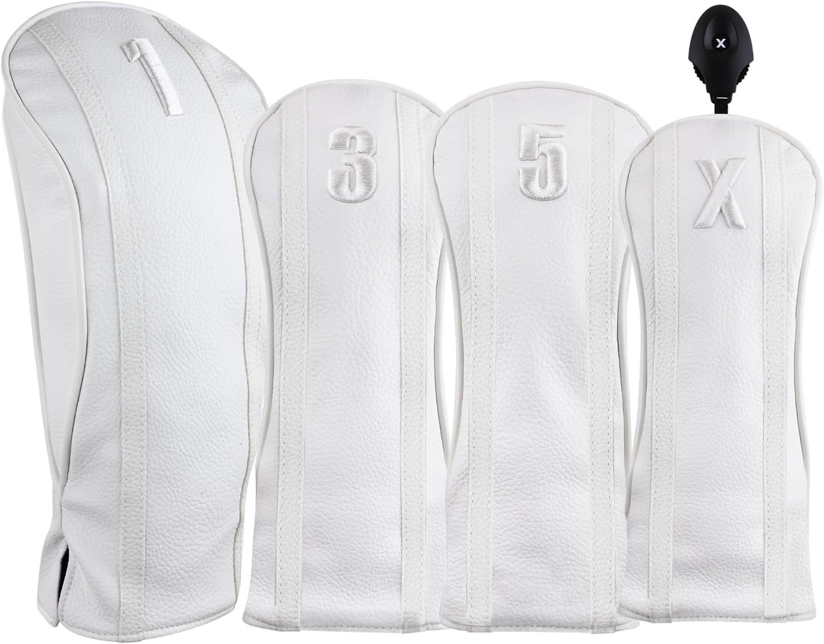 Golf Headcover Set with Retro Leatherette Finish for Drivers & Fairways