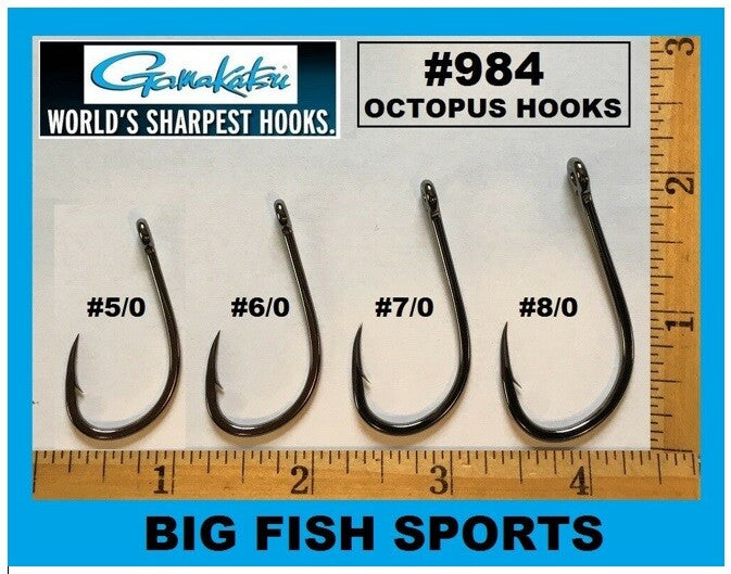 Gamakatsu #984 4X Strong Octopus Fishing Hooks - 25 Pack, Size 7/0