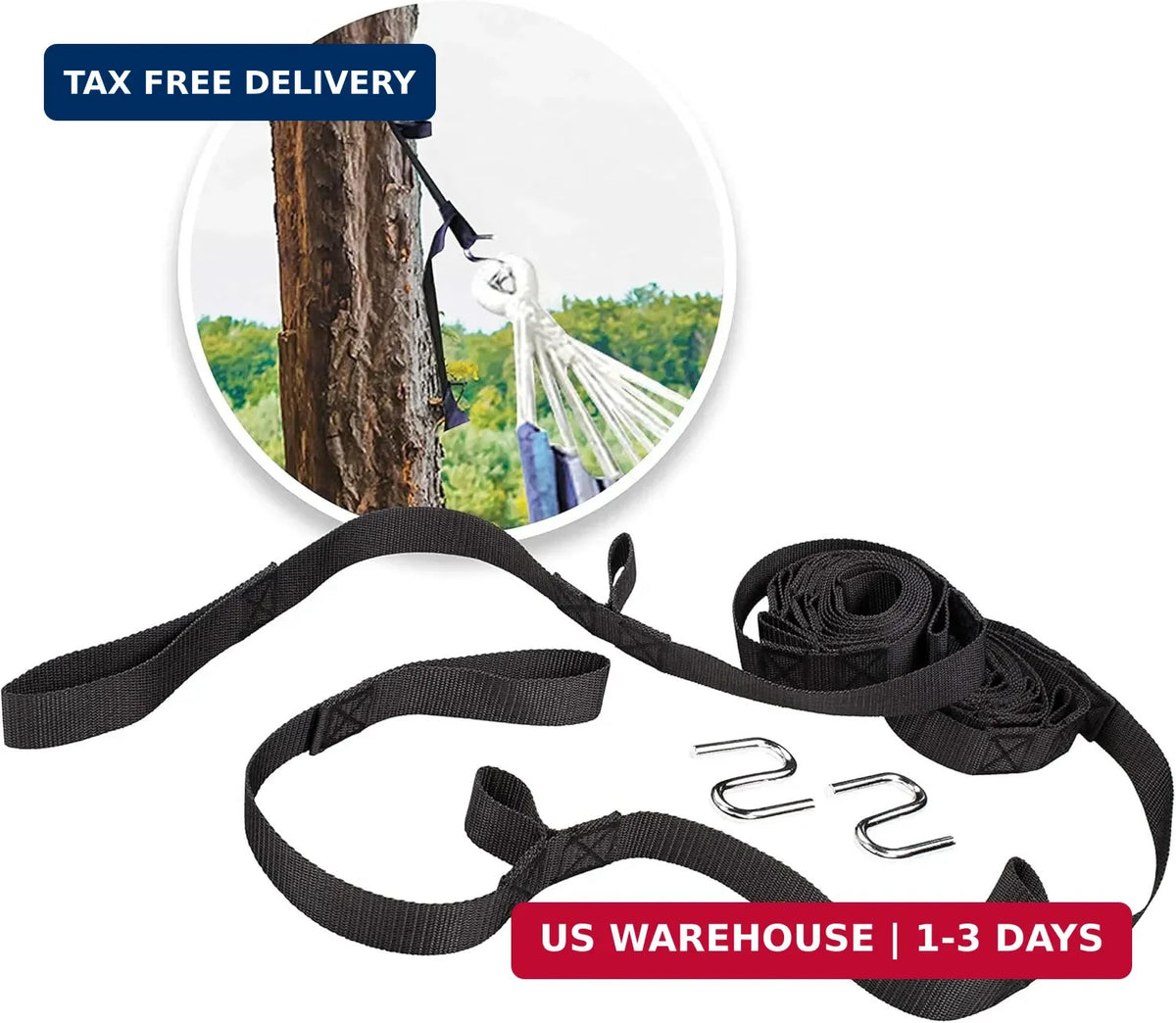 Multi-Loop Hammock Suspension System with S Hooks - Adjustable, Heavy Duty, 2 Straps
