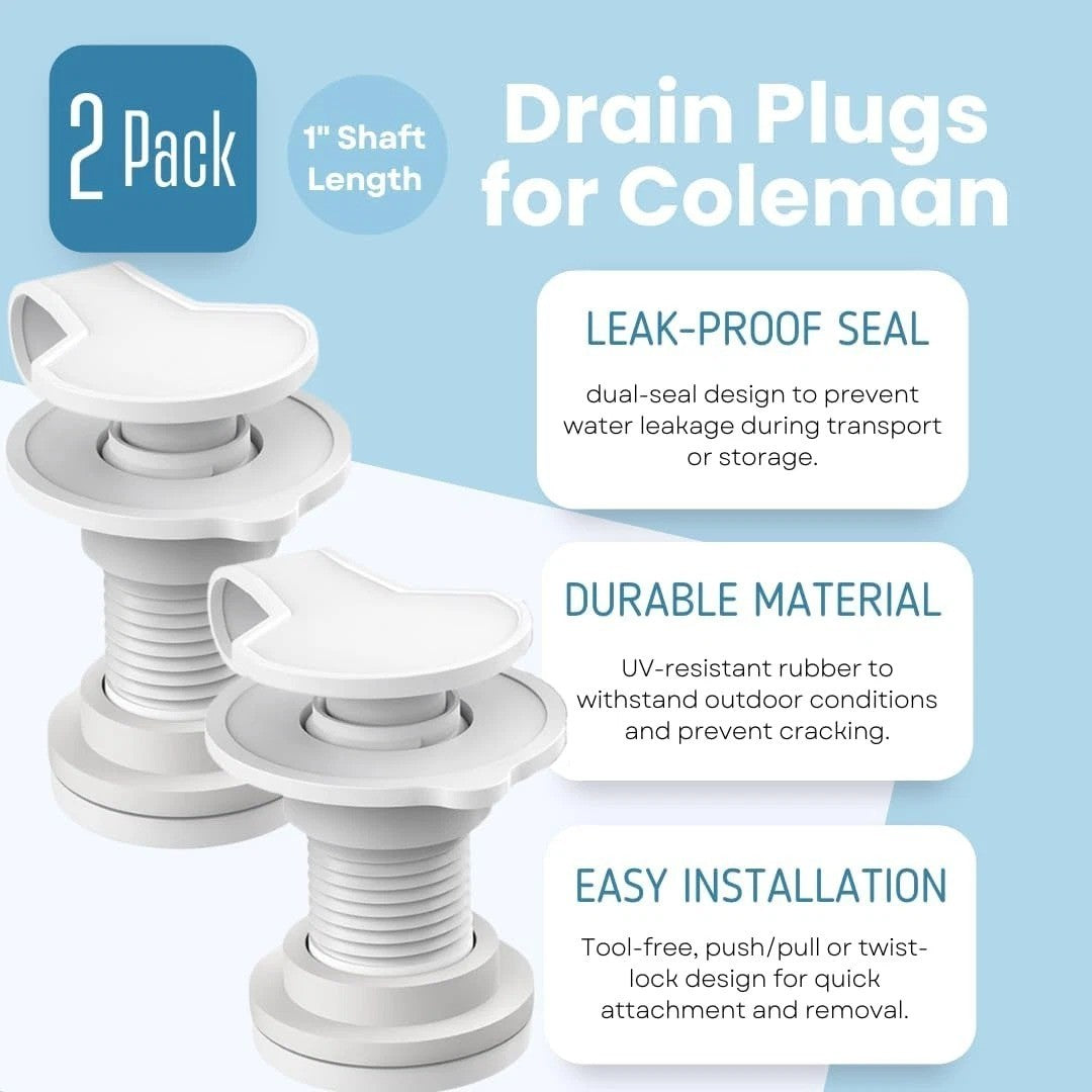2 Pack 1-Inch Cooler Drain Plug Replacement Kit Leak-Proof with Gasket & Cover