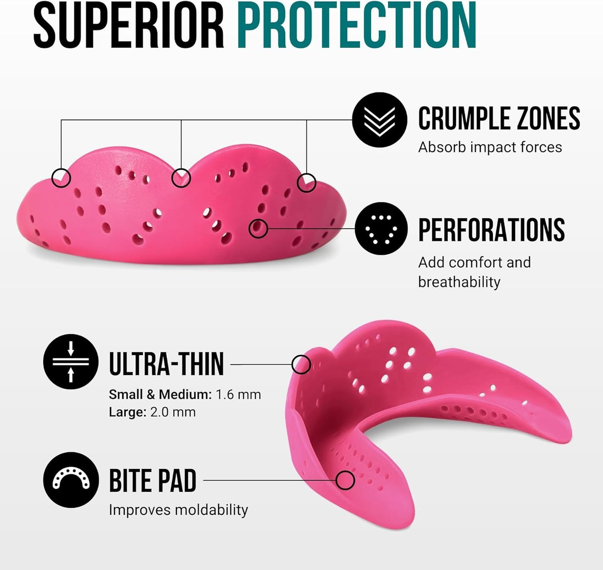 Kids Mouthguard Ultra Slim Remoldable Safe & Non-Toxic Sports Protection