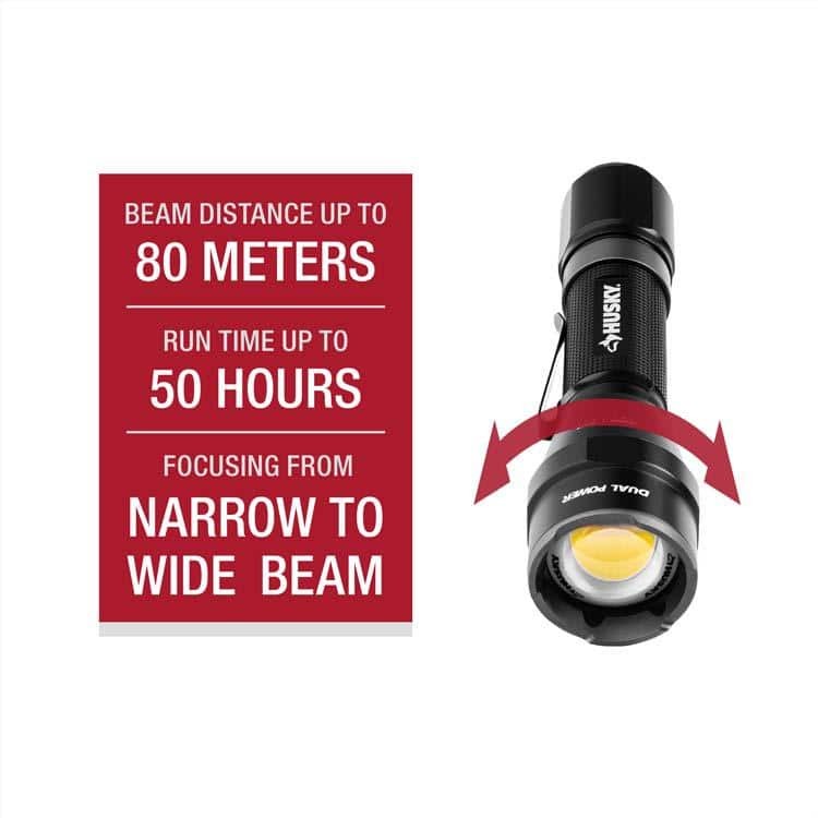 Rechargeable LED Tactical Flashlight 1800 Lumens Focus & Dual Power