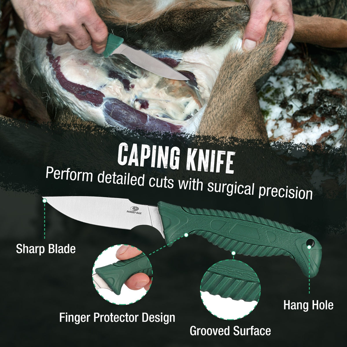Hunting Field Dressing Kit 4-Piece Knife Set with Portable Sheath for Game Processing