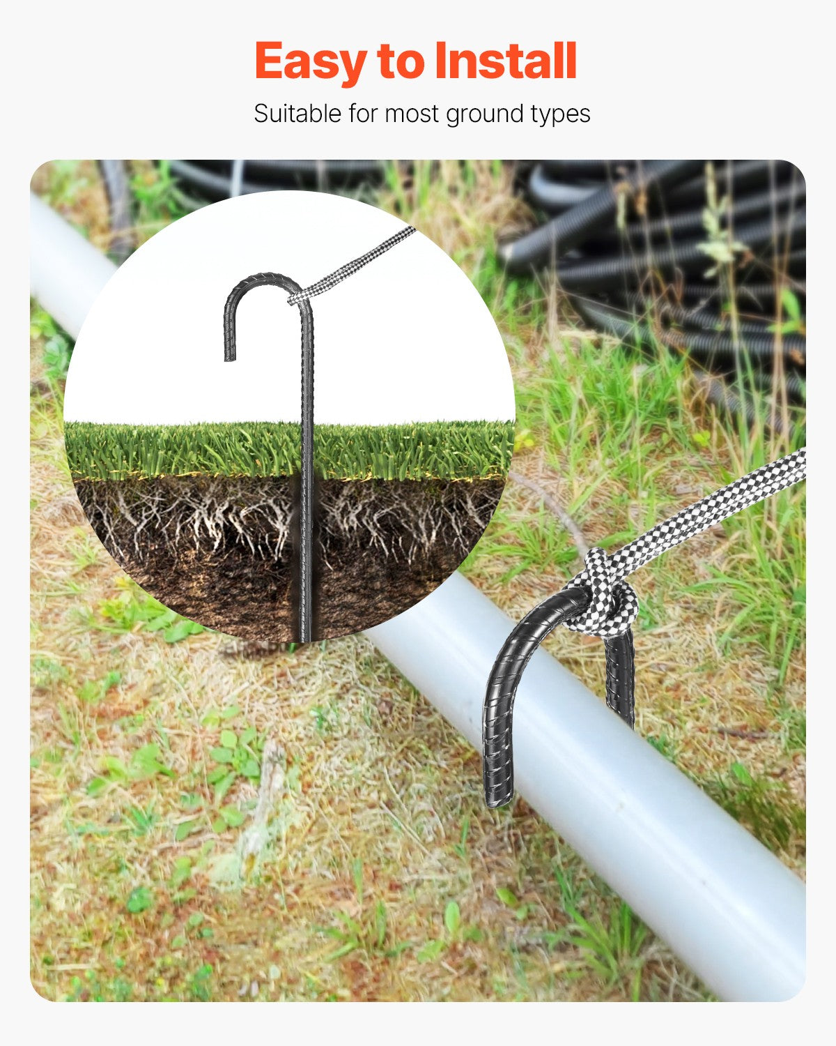 Heavy Duty Galvanized Steel Rebar Stakes 16-Pack - Ground Anchors for Outdoor Use
