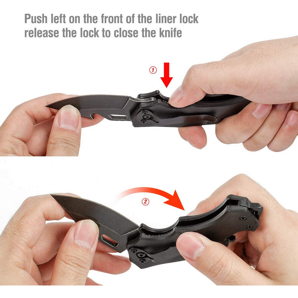Folding Pocket Knife with G10 Handle 2.5-Inch Blade Multifunction EDC Tool